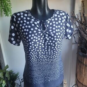 Lindor Navy blue Polka Dot Top M
